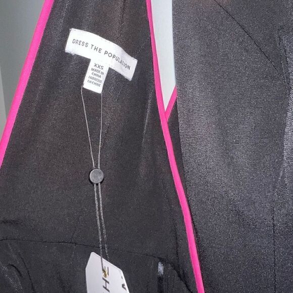 Dress the Population Gianna Black & Fuchsia Low Back Sheath Dress Women’s XXS - Picture 10 of 15